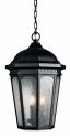 Classic Textured Black Outdoor Pendant with Clear Glass - 21.5" Height