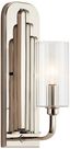 Kimrose Art Deco Polished Nickel 1-Light Sconce with Clear Fluted Glass