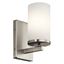 Brushed Nickel Cylinder Wall Sconce with White Shade