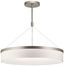 Satin Nickel 26" Modern LED Drum Pendant Light with White Shade