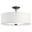 Olde Bronze 18" Black Semi-Flush Mount Light with Satin Etched Glass Shade