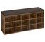 Rustic Brown 15-Cubby Shoe Storage Bench with Cushion