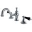 Polished Chrome 8-Inch Widespread Bathroom Faucet with Black Porcelain Handles