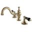 Duchess Polished Brass Widespread Bathroom Faucet with Black Porcelain Handles