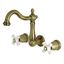 Heritage Antique Brass 8" Wall Mount Bathroom Faucet