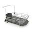 Gray Metal Expandable Dish Rack with Utensil Cup