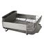 Compact Gray Stainless Steel Foldable Dish Rack with Utensil Cup