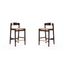 Mid-Century Modern Camel Faux Leather Beech Wood Counter Stool, Set of 2