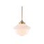 Kurtz 9.5" Brass Gold & White Glass LED Pendant with Adjustable Drop