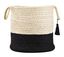 17" Cream and Black Round Jute Storage Basket