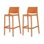 Sensilla Simple Orange Resin Stackable Bar Stool, Set of 2