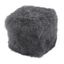 Contemporary Charcoal Grey Lamb Fur 22" Square Pouf Ottoman