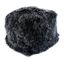 Modern Black Snow Faux Lamb Pouf Ottoman, 22" Square