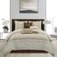 Ivory and Taupe Geometric Queen Comforter Set with Decorative Pillows