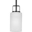 Matte Black and Etched Glass 11" Modern Farmhouse Mini-Pendant Light