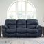 Black Faux Leather Power Reclining Sofa with Ottoman