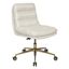 Mid-Century Cream Faux Leather Armless Office Chair with Gold Base