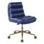 Navy Blue Faux Leather Armless Office Chair with Gold Base