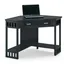 Elegant Black Oak Corner Writing Desk with Drawer and Keyboard Tray