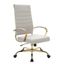 Tan High-Back Swivel Leather Office Chair with Gold Metal Frame