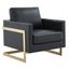 Elegant Lincoln Black Leather & Wood Accent Chair with Gold Accents