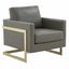 Elegant Gray Leather and Gold Metal Accent Armchair