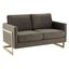 Lincoln Dark Grey Velvet Loveseat with Gold Frame