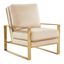 Beige Velvet Accent Chair with Gold Metal Frame