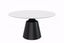 Prynn 60" Round White Glass Dining Table with Black Pedestal Base