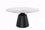 Prynn 60'' White Grey Round Glass Dining Table with Black Pedestal Base