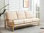 Beige Velvet Sofa with Gold Metal Frame and Removable Cushions