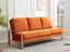 Orange Faux Leather Sofa with Gold Metal Frame and Removable Cushions