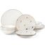 Trianna White Porcelain 12-Piece Dinnerware Set with Gold Accents