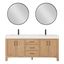 Leon 72" Fir Wood Brown Double Vanity with White Composite Top and Mirrors