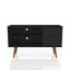 Black Mid-Century Modern TV Stand with Cabinet