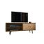 Mid-Century Rustic Brown TV Stand with 3D Printed Doors