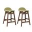 Green Upholstered Wood Counter Stools Set of 2