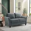 Dark Grey Microfiber Rolled Arm Loveseat with Wooden Frame