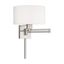 Brushed Nickel Swing Arm Wall Lamp with Off-White Fabric Shade