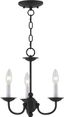 Black Steel 3-Light Mini Candle Chandelier