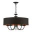 Winchester Transitional 5-Light Black Drum Pendant Chandelier with Silky Orange Inner Shade