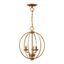 Arabella Antique Gold Leaf 3-Light Mini Chandelier with Crystals