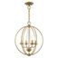 Antique Gold Leaf 4-Light Mini Chandelier with Draping Crystals