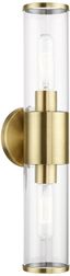Antique Brass Dual Cylinder Vanity Sconce with Dimmable Lighting