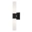 Aero Sleek Black Cylinder Vanity Sconce with Etched Opal Glass