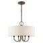 Mini Bronze Drum 4-Light Pendant Chandelier with Oatmeal Shade