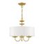 Mini Soft Gold Brass Drum Pendant Chandelier with Off-White Shade