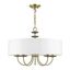 Brookdale Antique Brass 5-Light Drum Pendant Chandelier with Dual Fabric Shade