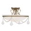 Antique Silver Leaf 3-Light Semi Flush Mount with Alabaster Glass