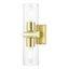 Clarion Satin Brass 2-Light Vanity Sconce with Clear Glass